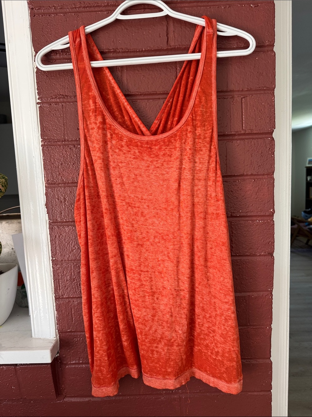 We The Free Orange Burnout Cross Back Swing Tank Top